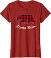 Papa & Mama Bear Outfit Mama Bear Pajama Red Buffalo Plaid T-Shirt - Cranberry Red