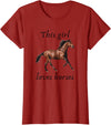 Girls women horse lover love to ride gallop trot T This girl loves horses beautiful horse Tee T-Shirt - Cranberry Red