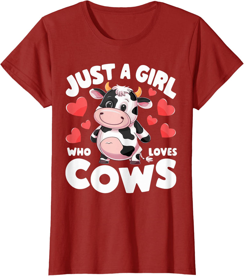 Cows for awesome Girls Farmer Cute Cow Just a Girl Who Loves Cows T-Shirt - Cranberry Red