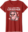 Pig Lover Shirts For Men Women Kids Just A Girl Who Loves Pigs Cute Hog Swine Toddler Girls Kids T-Shirt - Cranberry Red