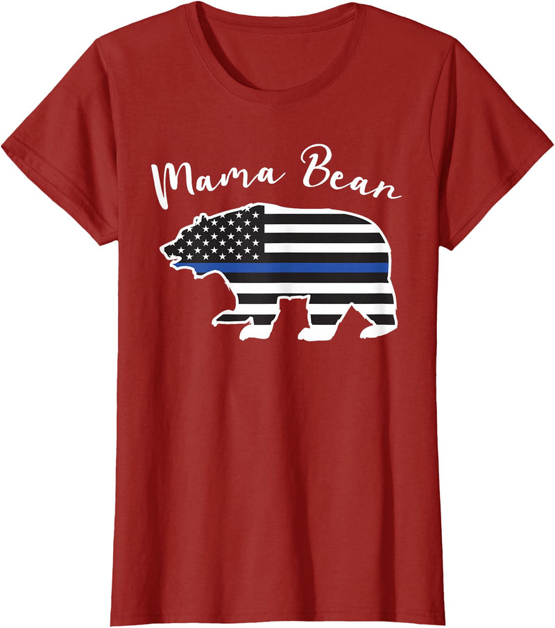 TourisTeez for Mama Bear Women Police Flag Womens MAMA BEAR | Police Flag Womens Police Mom Gift T-Shirt - Cranberry Red