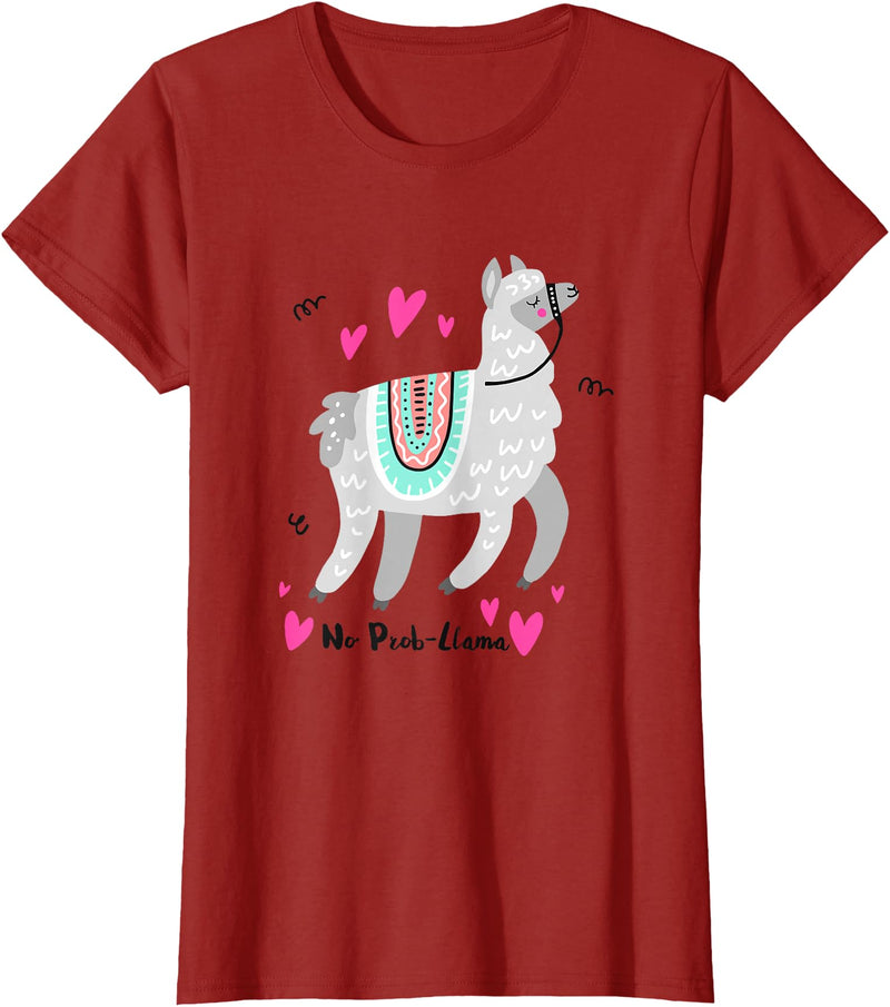 No Prob Llama - Funny Llama Alpaca Lover T-Shirt Gift Tshirt T-Shirt - Cranberry Red