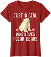 Polar Bear Lover Tees Just A Girl Who Loves Polar Bears T-Shirt Polar Bear Gift T-Shirt - Cranberry Red