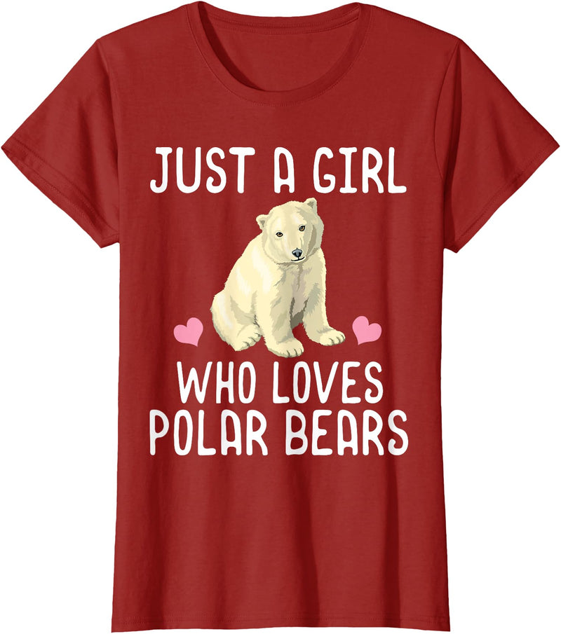 Polar Bear Lover Tees Just A Girl Who Loves Polar Bears T-Shirt Polar Bear Gift T-Shirt - Cranberry Red