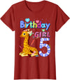 It's My 5th Birthday Giraffe Lover Giraffe Birthday For Girl 5th Giraffe Birthday 5 Year Old) T-Shirt - Cranberry Red