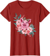 Pig Leopard Headband Flower Pig With Leopard Headband Flower Pig Lover T-Shirt - Cranberry Red