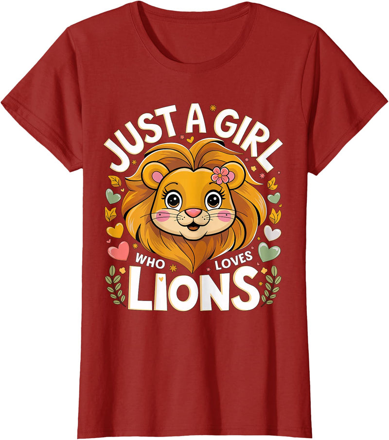 Magical and Funny Lion lover Gifts Just a Girl who loves Lions T-Shirt - Cranberry Red