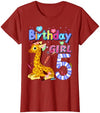It's My 5th Birthday Giraffe Lover Giraffe Birthday For Girl 5th Giraffe Birthday 5 Year Old) T-Shirt - Red