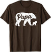 Matching Bear Family Apparel Vintage Papa Father Bear with 1 Cub father's Day T-Shirt - Brown