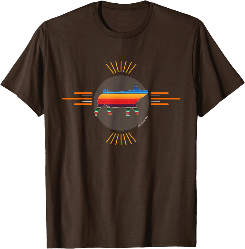 Copper Cow Serape Show Pig Livestock T-Shirt - Brown