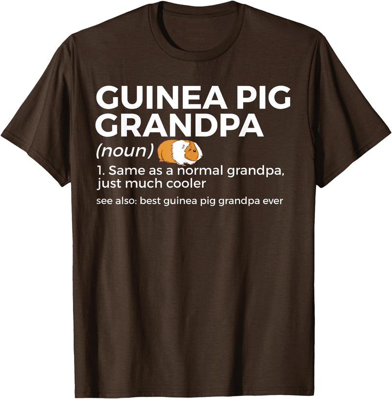 Funny Guinea Pig Apparel Guinea Pig Grandpa Definition Best Guinea Pig Grandpa Ever T-Shirt - Brown