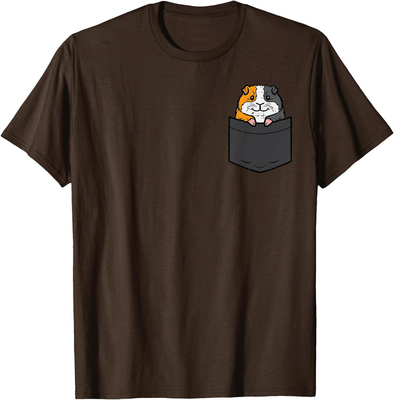 Guinea Pig Shirts For Men Women Kids Gift Guinea Pig Pocket Funny Cavy Rodent Animal Men Women Kids T-Shirt - Brown