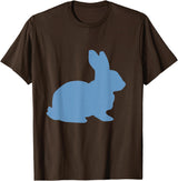 Cute Blue Rabbit Lover Bunny Graphic T-Shirt in Brown
