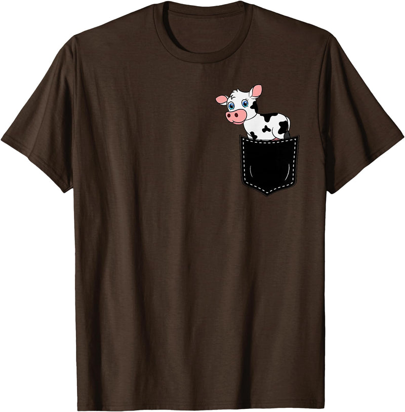 In My Your Pocket Food, Animales, Birds, Fish Pocket Animal Cute Cow Funny Cow Lover Adorable Pocket Cow T-Shirt - Brown