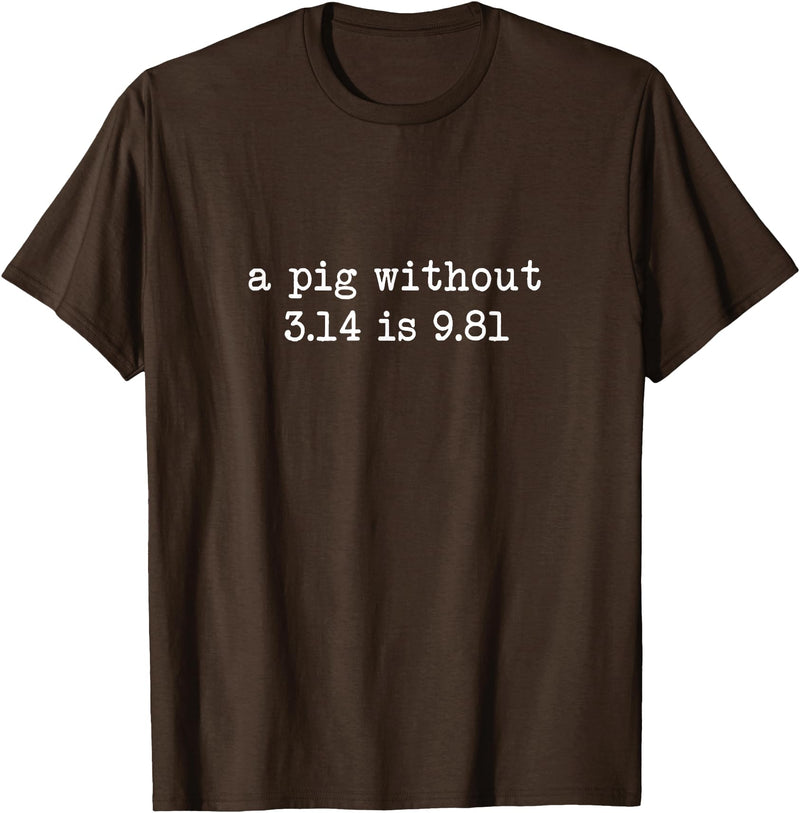 Pig Pi Gravity Math and Physics A Pig Without 3.14 Is 9.81 Math Physics T-Shirt - Brown