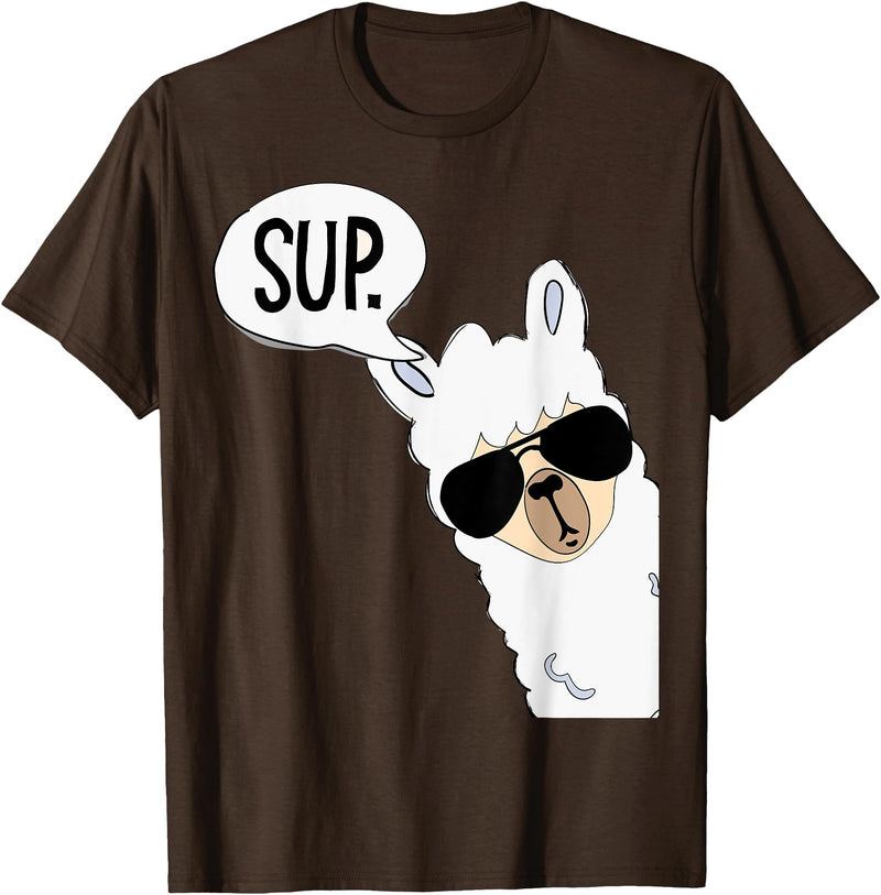 Funny Alpaca Gifts Accessories Alpaca Llama Sup T-Shirt - Brown