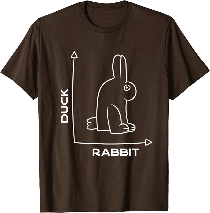 Duck - Rabbit - Funny - Joke - Bunny - Optical Illusion -Pun T-Shirt in Brown