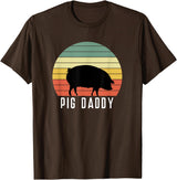Pig Farmer for Men Women Kids Boys Girls Pig Dad - Daddy Farmer Farming Farm Pork Animal Livestock T-Shirt - Brown