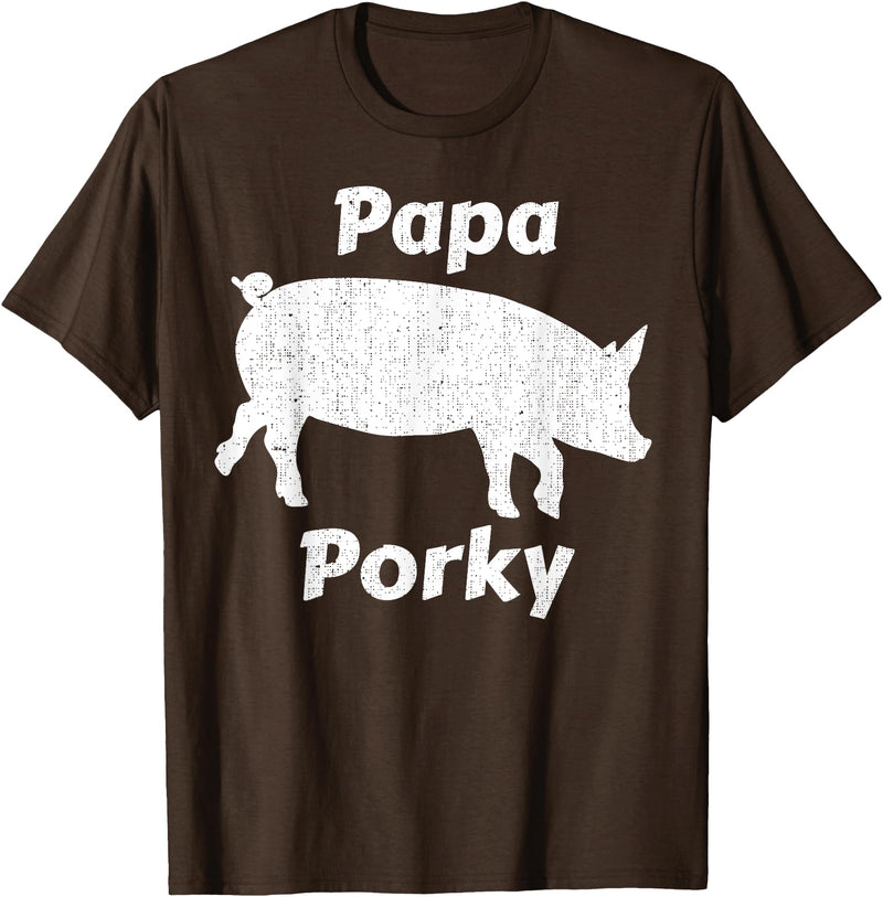 Papa Porky Pig Daddy Father Hog pork T-Shirt - Brown