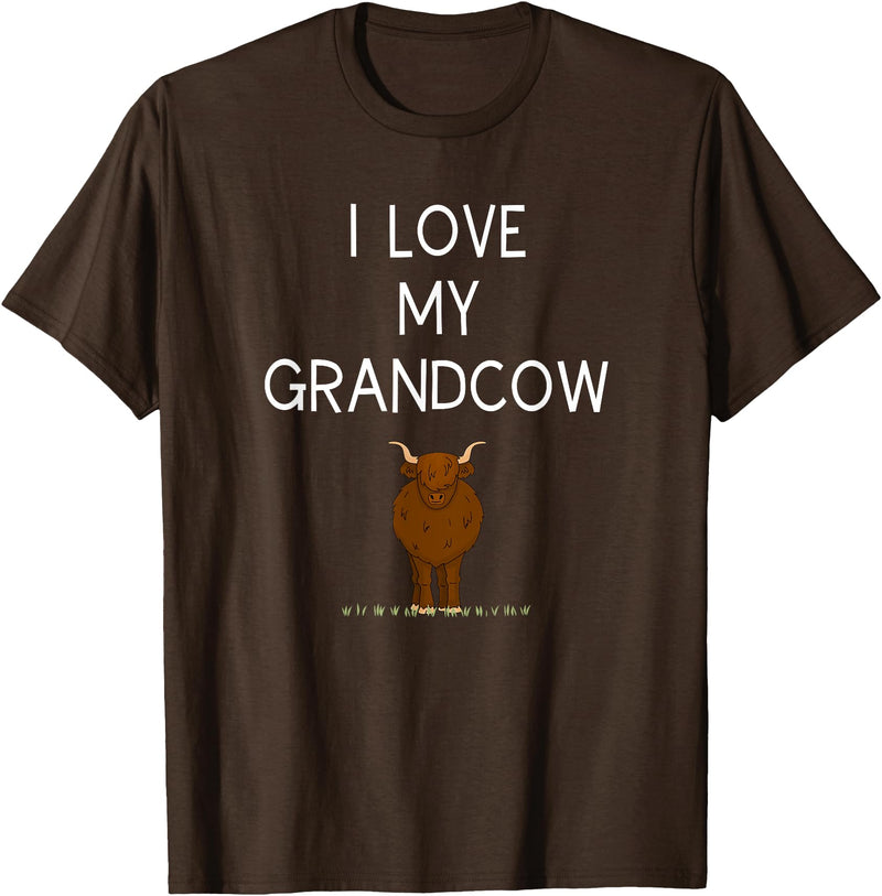 Best Pet Grandparents Ever I Love My Grand Cow Funny Highland Cow Lover Grandma Grandpa T-Shirt - Brown