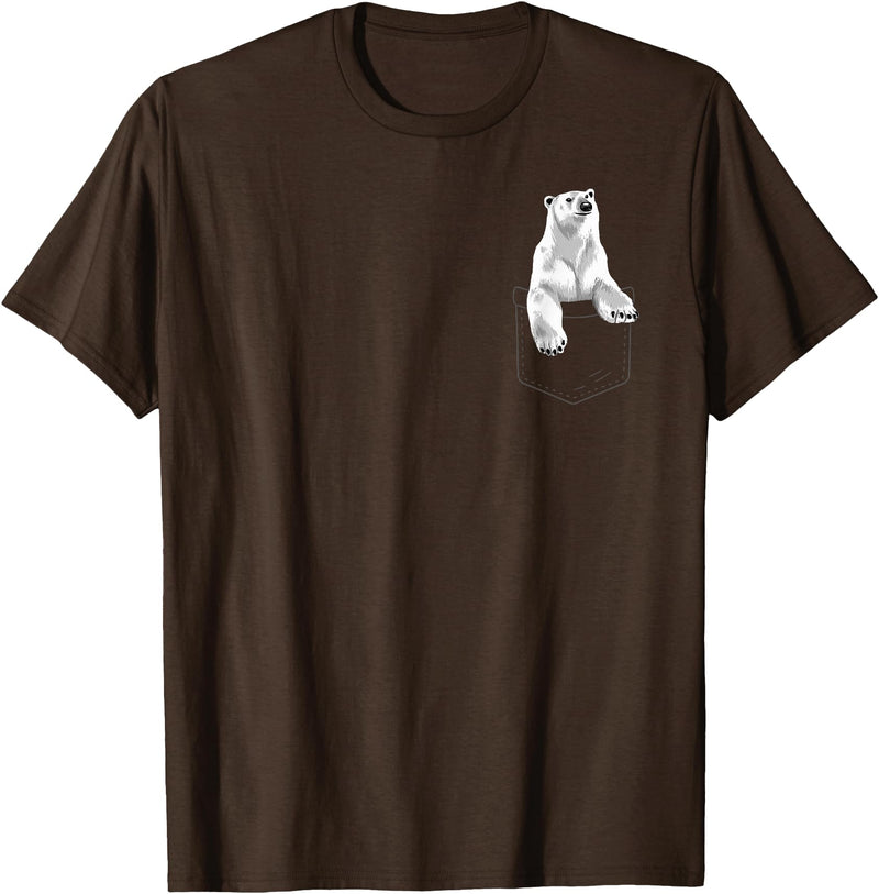 Polar Bear Gift Polar Bear Accessories & Stuff Cute Polar Bear for Men Women Arctic Bears Pocket Animal T-Shirt - Brown