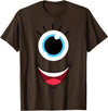 Planet Monster Face Funny Scary Monster Eyeball Face Easy Halloween Costume T-Shirt - Brown