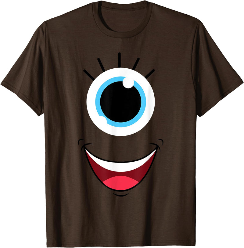Planet Monster Face Funny Scary Monster Eyeball Face Easy Halloween Costume T-Shirt - Brown