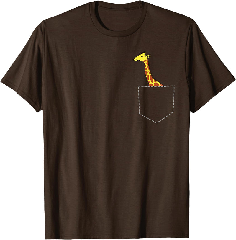 Africa Giraffe Gifts and Giraffe Sayings Cute Giraffe in Bag Cool Large Giraffe Large T-Shirt - Brown