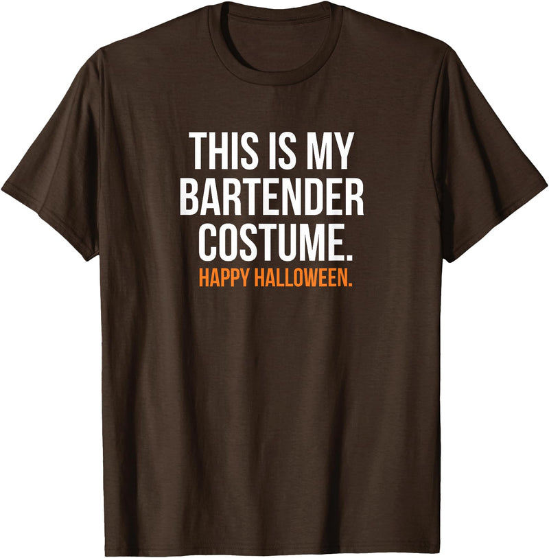 This is my Costume Top This is My Bartender Costume Funny Halloween T-Shirt - Brown
