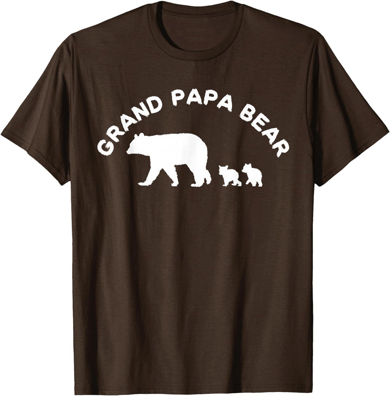 All in the Bear Family Grand Papa Bear Grandpa With 2 Two Cubs Gift T-Shirt - Brown