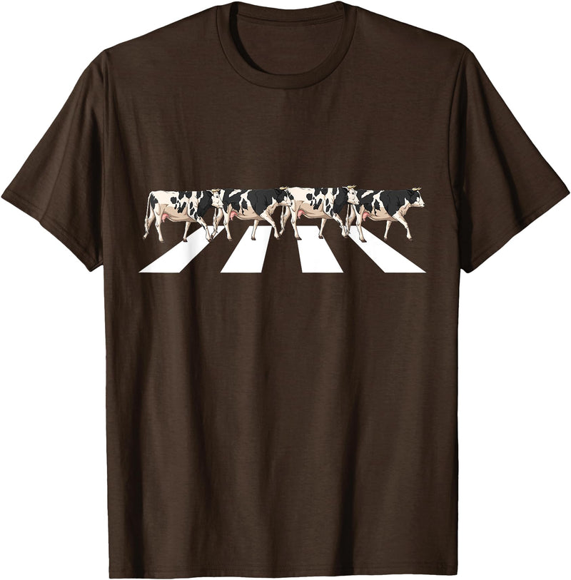 Funny Cow Shirt Women Men Girls Kids Boys Gifts Funny Crosswalk Cows Farming farm Cow Girl Boy Women Men Kid T-Shirt - Brown