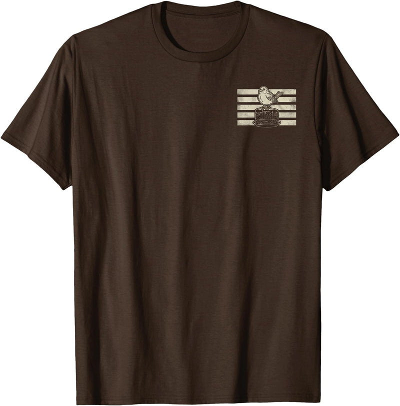 Bankrupted By Birdseed Bird Watching Humor Bankrupted By Birdseed Funny Bird Watching Lover 2 Sides T-Shirt - Brown