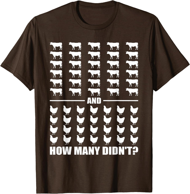 Funny Chicken and Cows Riddle 30 Cows and 28 Chickens How Many Didn't Funny Riddle Meme T-Shirt - Brown