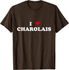 Funny Charolais Cow Gift For Men & Women I Heart Breed Cattle Farmer - Cow I Love Charolais T-Shirt - Brown