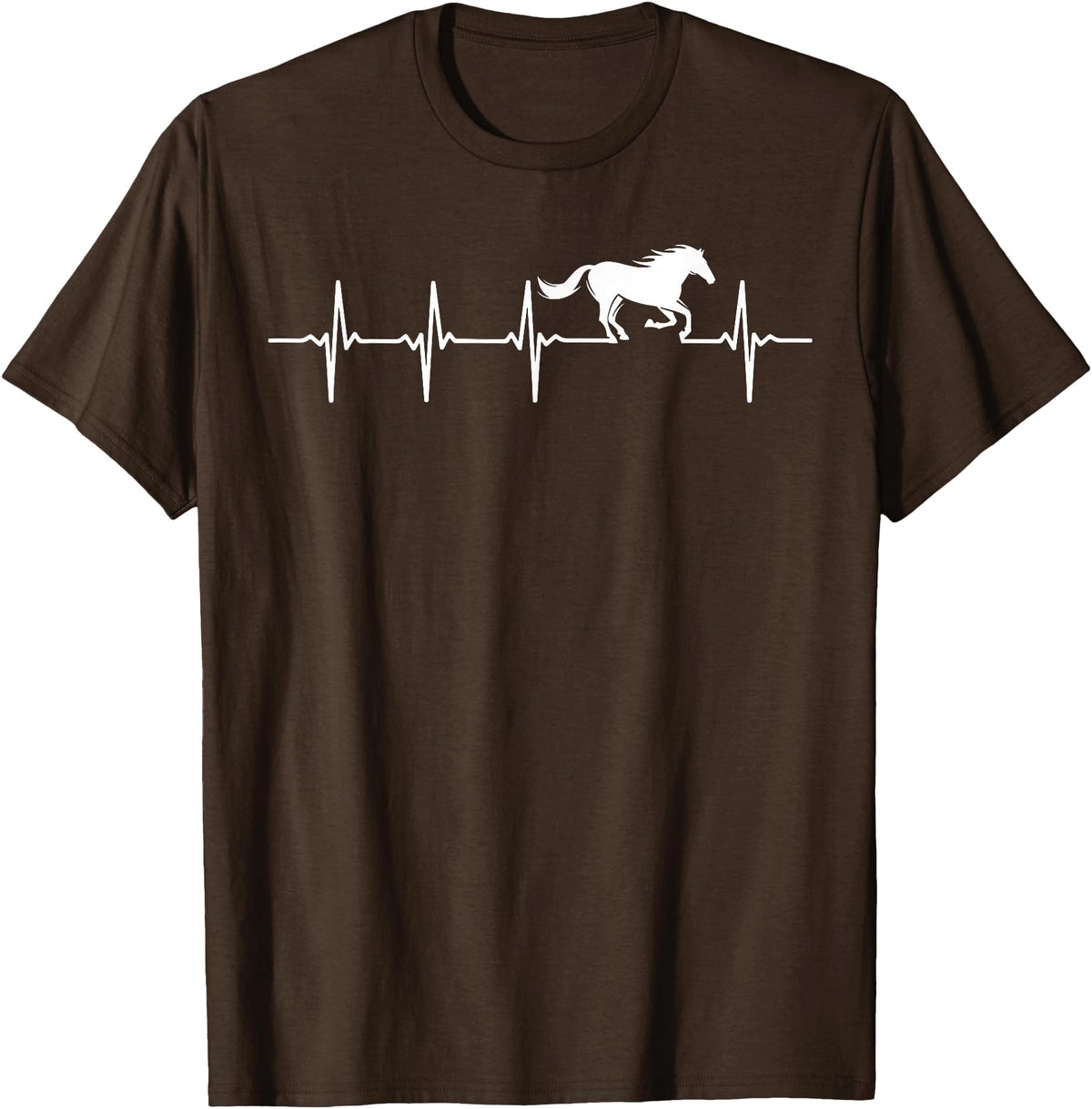 Heartbeat Horse Lover Gifts Women Men Girls Gifts Horse Lover Gifts Heart EKG Heartbeat Pulseline Cardiology T-Shirt - Brown