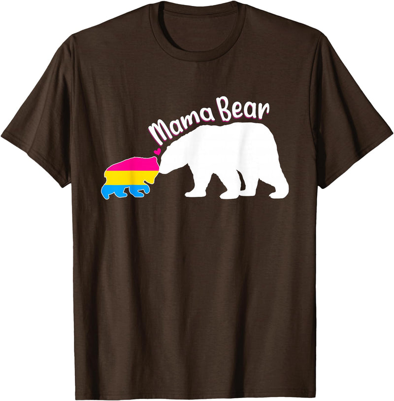 Mama LGBT . Mama Bear LGBT Pansexual Pride T-Shirt - Brown
