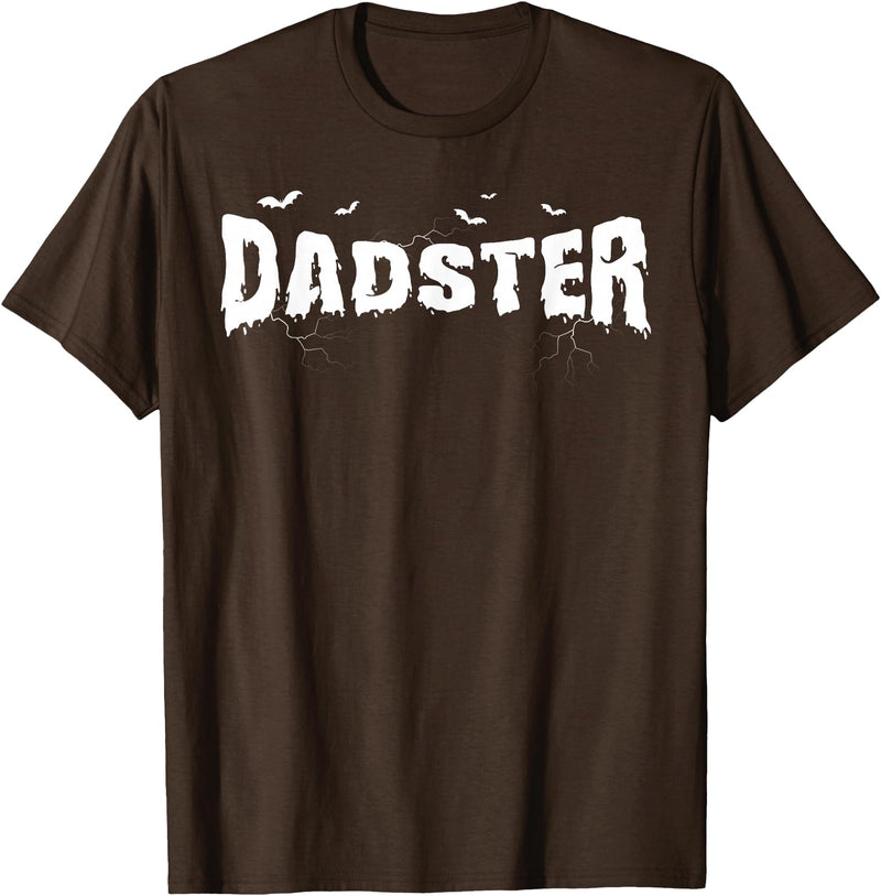 Dadster Matching Family Mom Dad Halloween Party Retro Vintage Dadster Couple Matching Family Mom Halloween T-Shirt - Brown