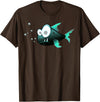 Toothy Fish Funny Snaggle-tooth Fish Art Illustration T-Shirt - Brown