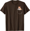 Pocket Hamster Shirt, Funny Hamster in Pocket Gift Tshirt T-Shirt - Brown