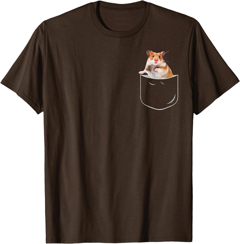 Pocket Hamster Shirt, Funny Hamster in Pocket Gift Tshirt T-Shirt - Brown