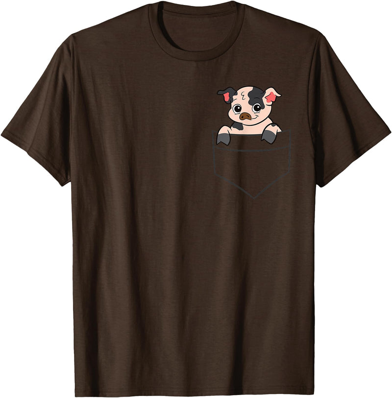 Funny Kunekune Pig Lover Gifts Kunekune Pig In a Pocket Cute Pocket Kunekune Pig T-Shirt - Brown