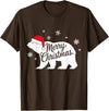 Polar Bear Animal Lover Xmas tee Polar Bear Animal Lover Xmas Santa Hat Polar Bear Christmas T-Shirt - Brown