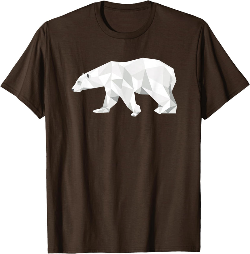 Geometric Patterns By DSMD Cool Polar Bear Geometric Pattern Boho Art Christmas Animal T-Shirt - Brown