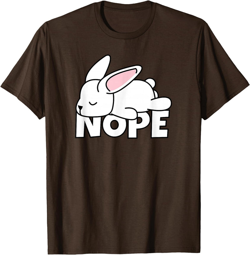 Lazy Rabbit Easter Bunny Not Today Nope T-Shirt in Brown