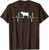 Animal Funny Farmer Farmers Gift Cow Cattle Beef Heartbeat Funny T-Shirt - Brown