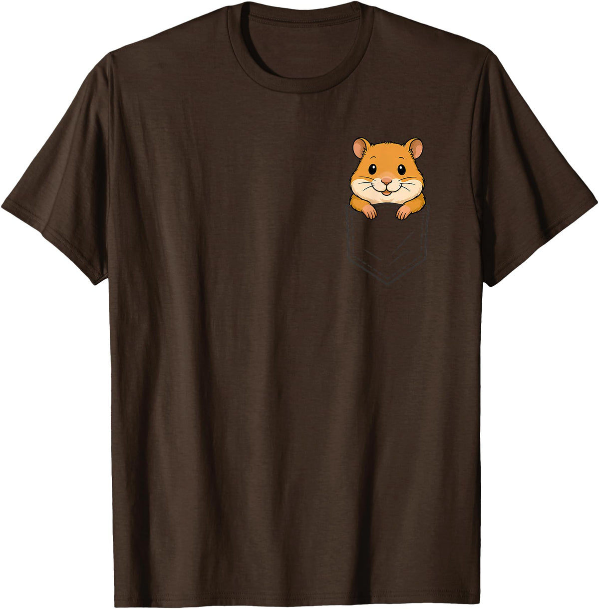 Funny Hamster Peeking in Pocket Animal Lover Men Women Kids T-Shirt - Brown