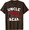Uncle Bear Buffalo Dark Red Plaid Christmas Pajama Family T-Shirt - Brown