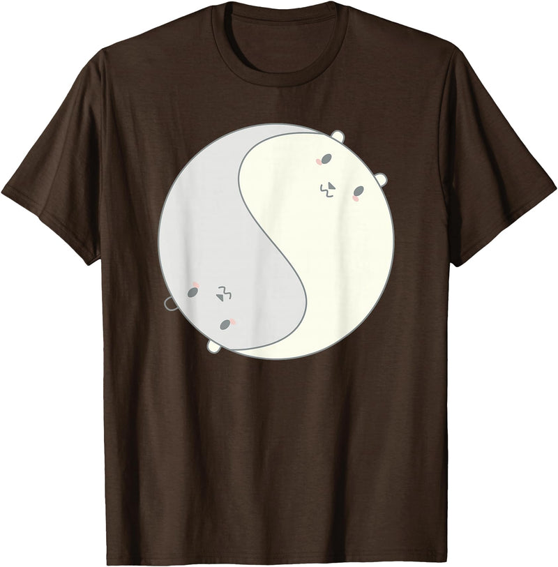 Cool Chibi Anime Ying Yang Zen Polar Bears Tee Cool Anime Polar Bears Chibi Kawai Manga Ying Yang Zen Tee T-Shirt - Brown