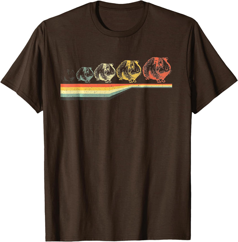 Funny Guinea Pig Lovers Tees Guinea Pig Vintage Retro Animal Lovers Men Women Funny Tees T-Shirt - Brown