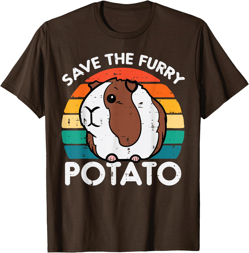 Guinea Pig Shirts For Men Women Kids Gift Guinea Pig Save Furry Potato Cavy Pet Owner Women Kids Men T-Shirt - Brown